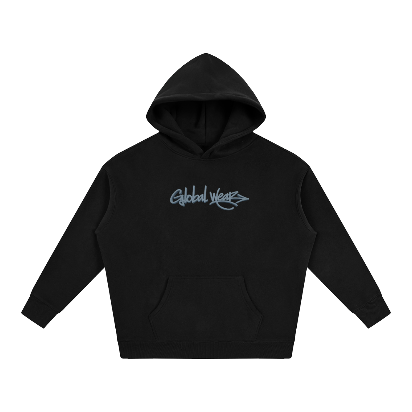 Global Wear Blue graffiti  Oversized Fleeced Hoodie